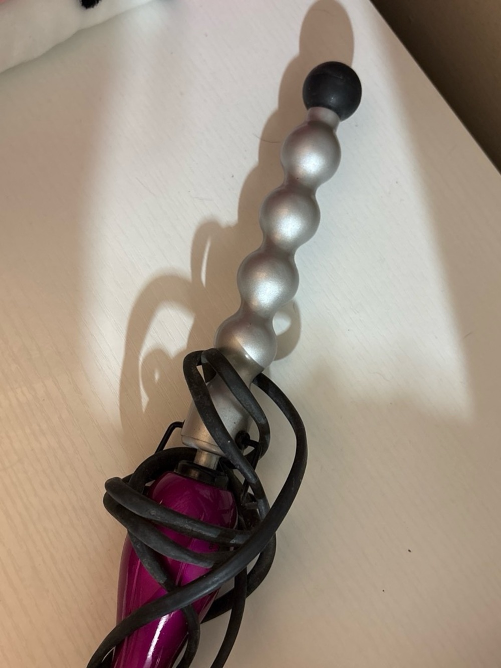 BedHead Silver and Magenta Bubble Wand Curling Iron